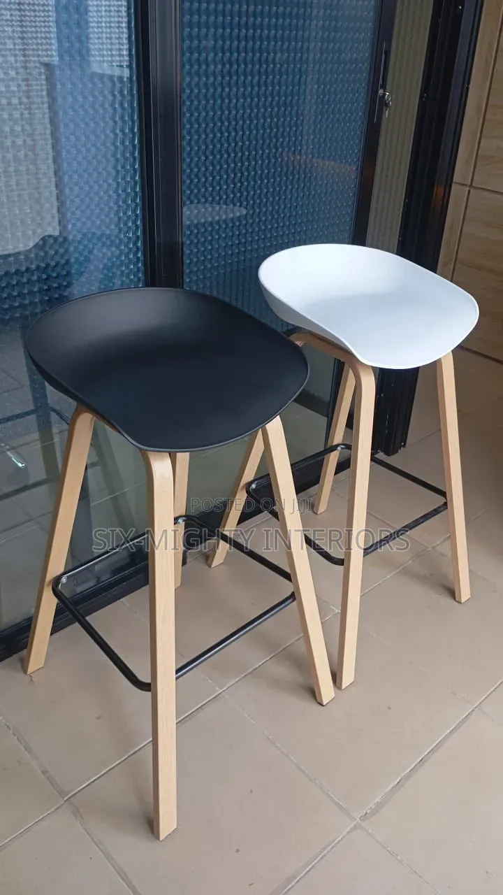 Wood Nordic High Kitchen Island Design Bar Stools - 2 Set
