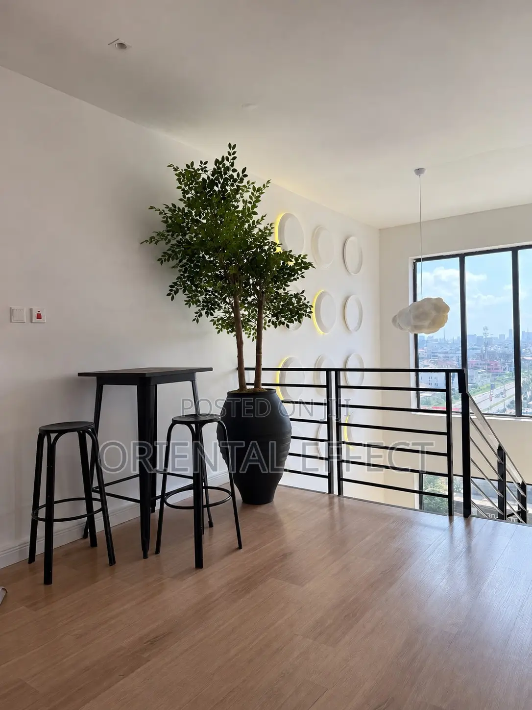 Matte Black Big Venice Pot With Artificial Elm Seed Tree | Nigeria