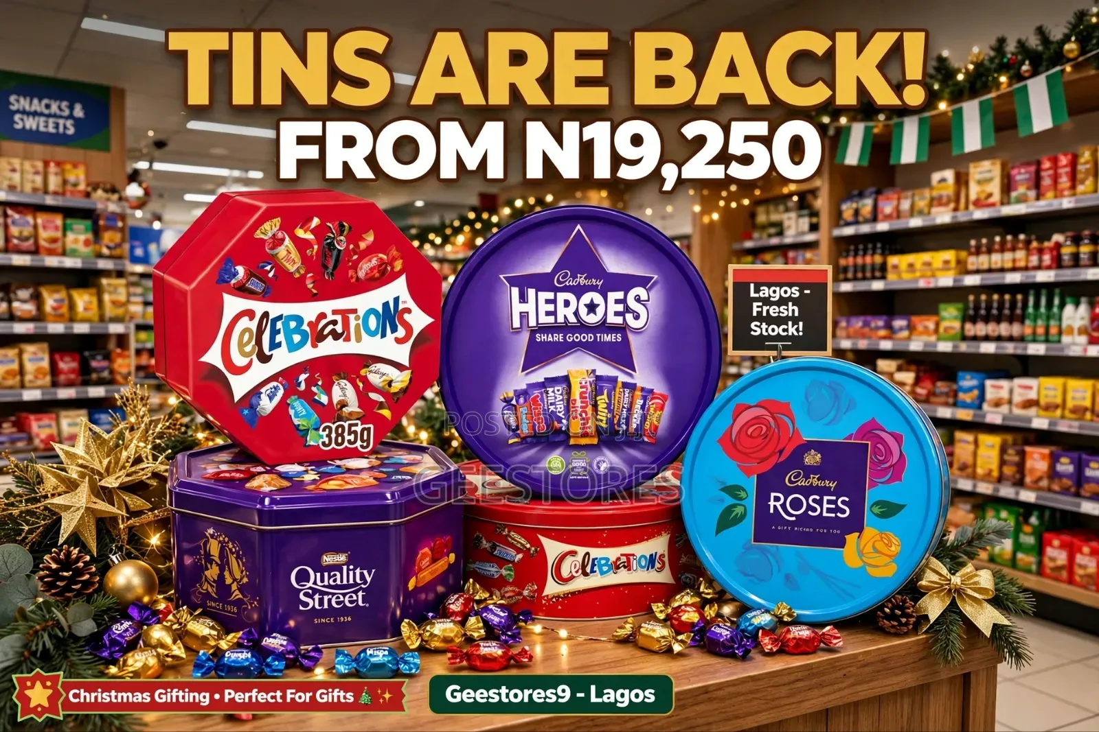 Celebration, Roses, Quality Street Cookies