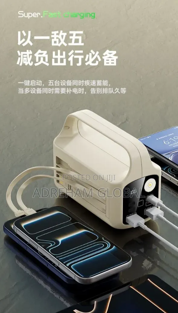 50,000mah PD Strong Fast Charging Power Bank With Cords and Light