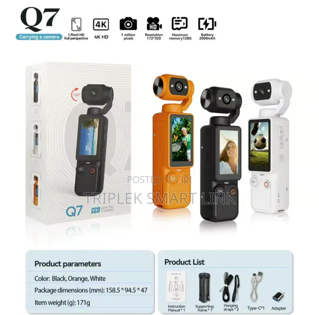Q7 Action Camera 1.9inch Screen 1800 Rotation Handheld Pocket Camera