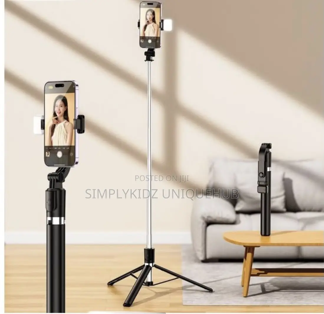 Portable Mobile Selfie Stick Phone Holder With Light & Remote
