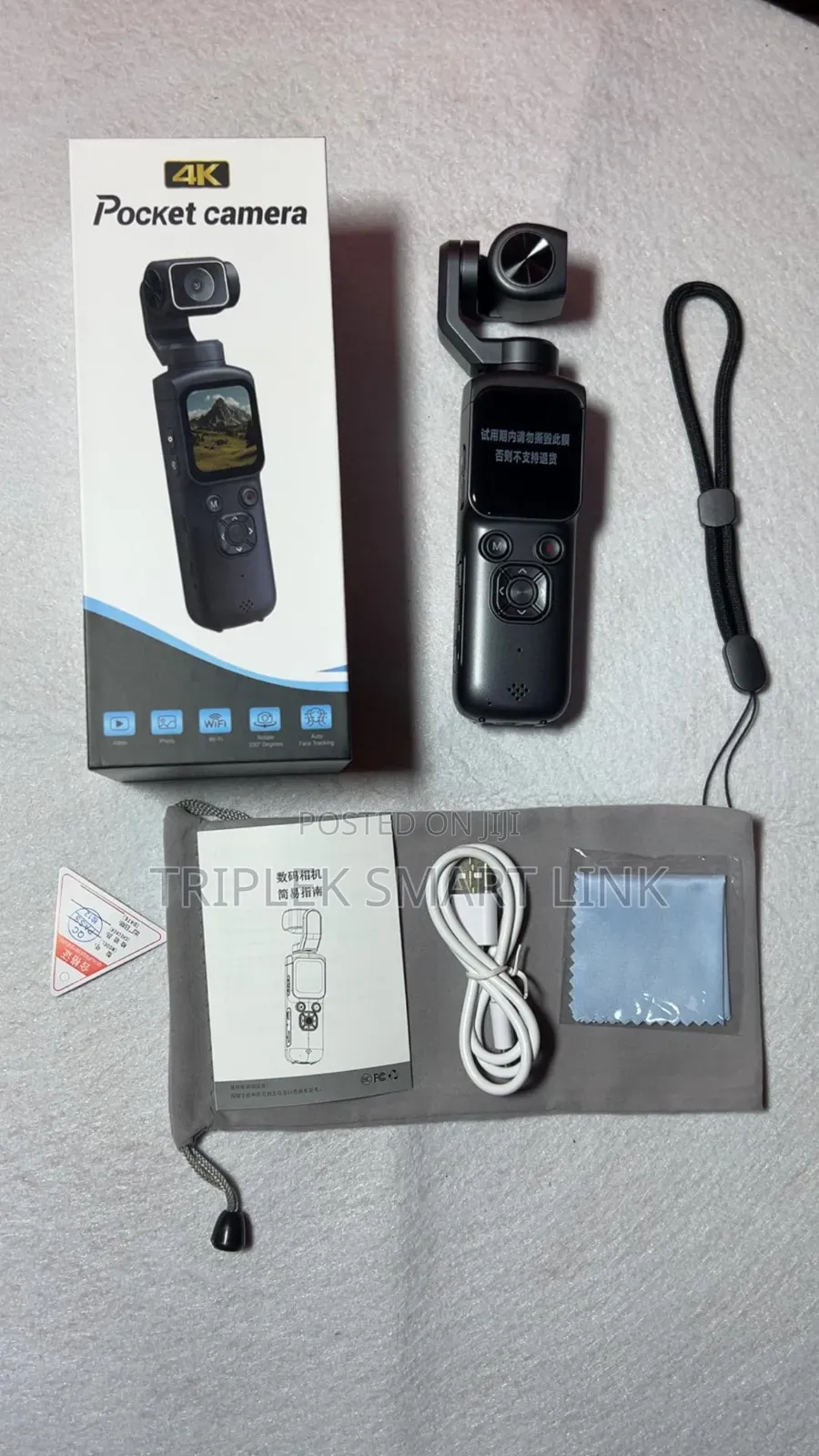 4K Pocket Action Camera 330° Auto-Rotate Len Pocket Camera Touchscreen