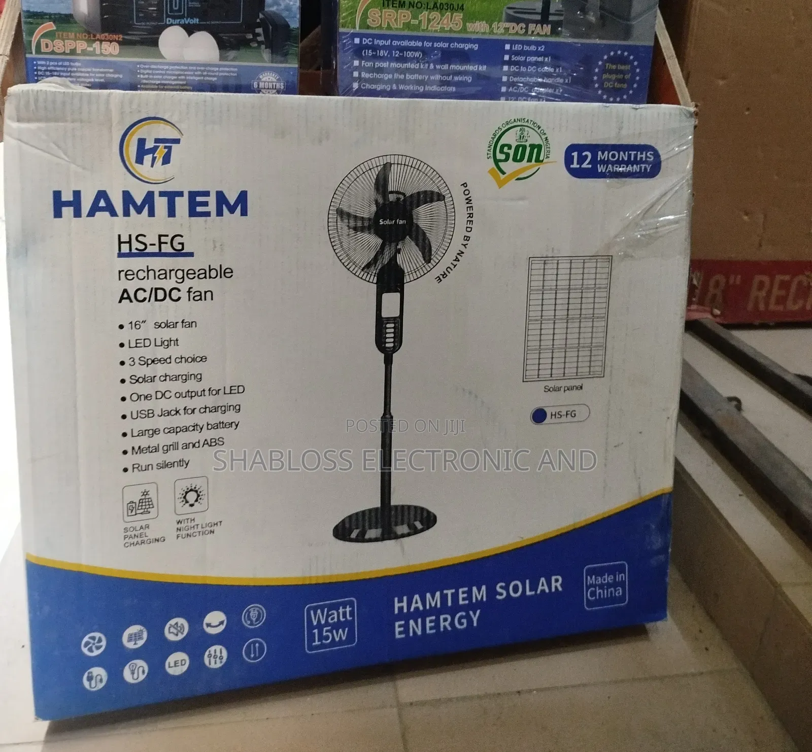 16" Hamtem AC DC Rechargeable Fan