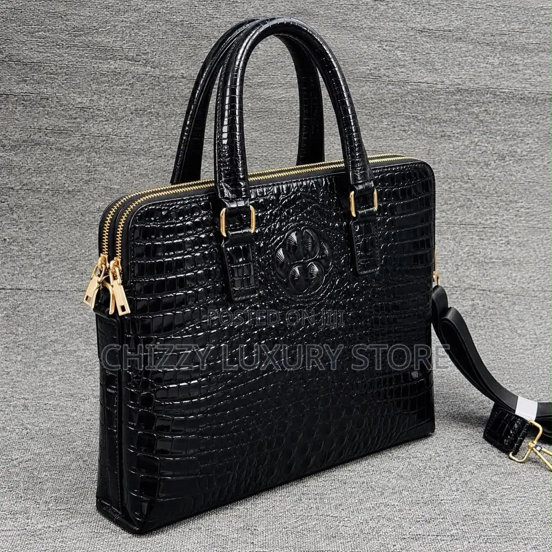 Croc Quality Luxury Men Genuine Leather Laptop Bag
