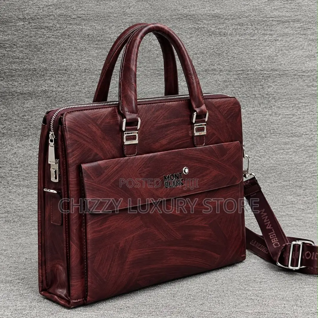 Mont Blanc Quality Luxury Men Genuine Leather Laptop Bag