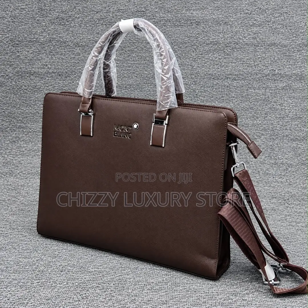 Mont Blanc Quality Luxury Men Genuine Leather Laptop Bag