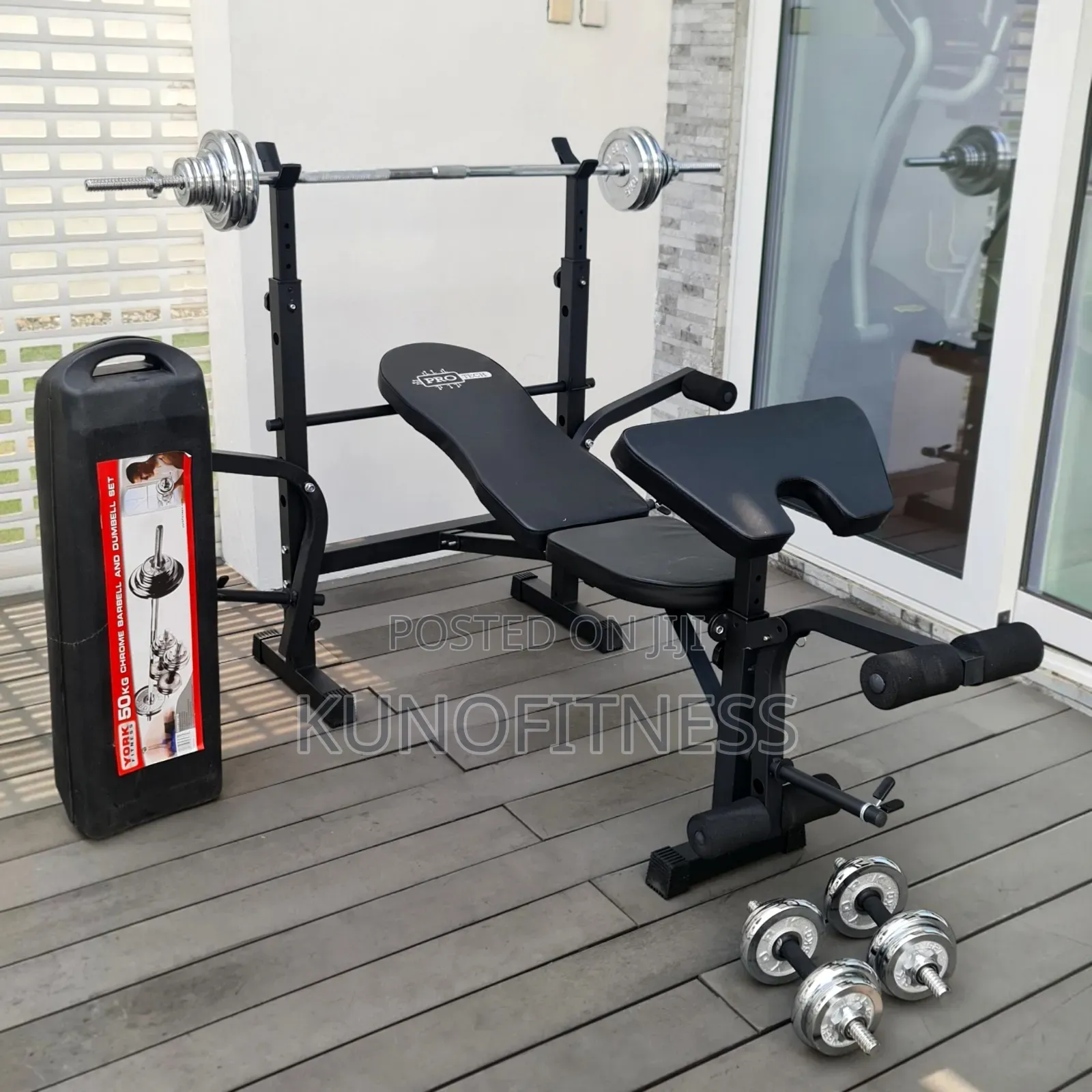 Home Gym Bench + 50kg Weights