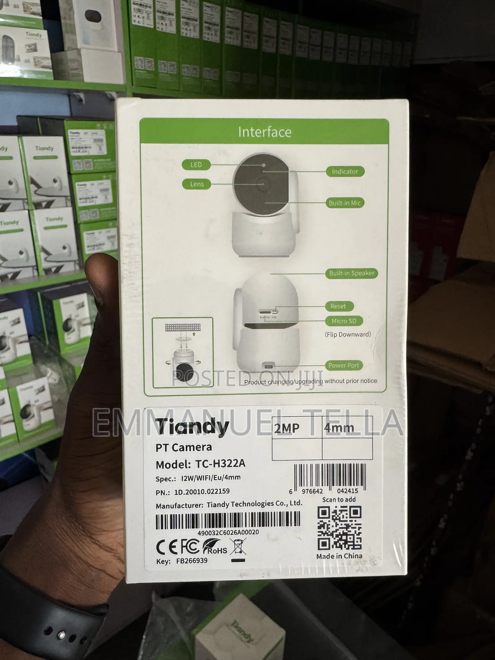 Tc-H322a Pt Camera Wifi 2mp 4mm Tiandy