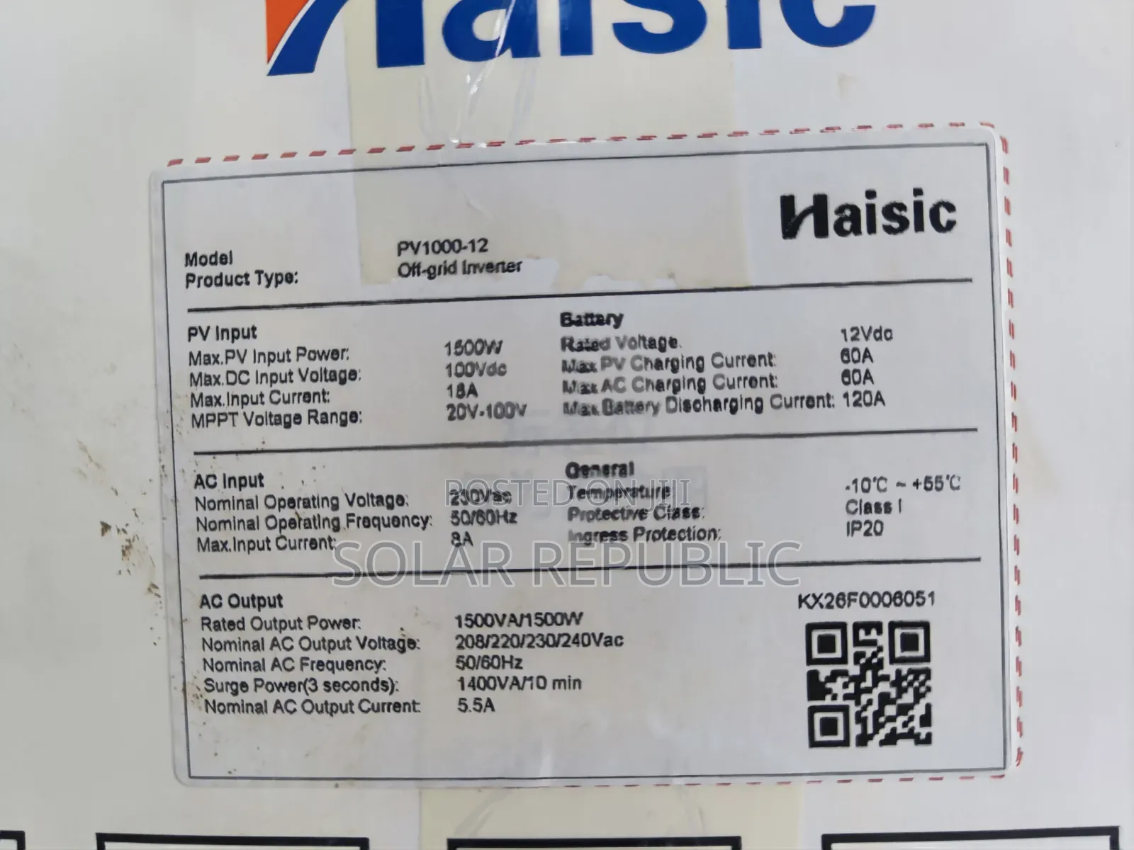 1.5kva 12V Haisic Solar Inverter