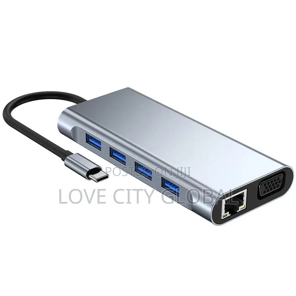 Type-C to HDTV 11-in-1 USB-C Hub Adapter Docking Station 4K HDTV, VGA.