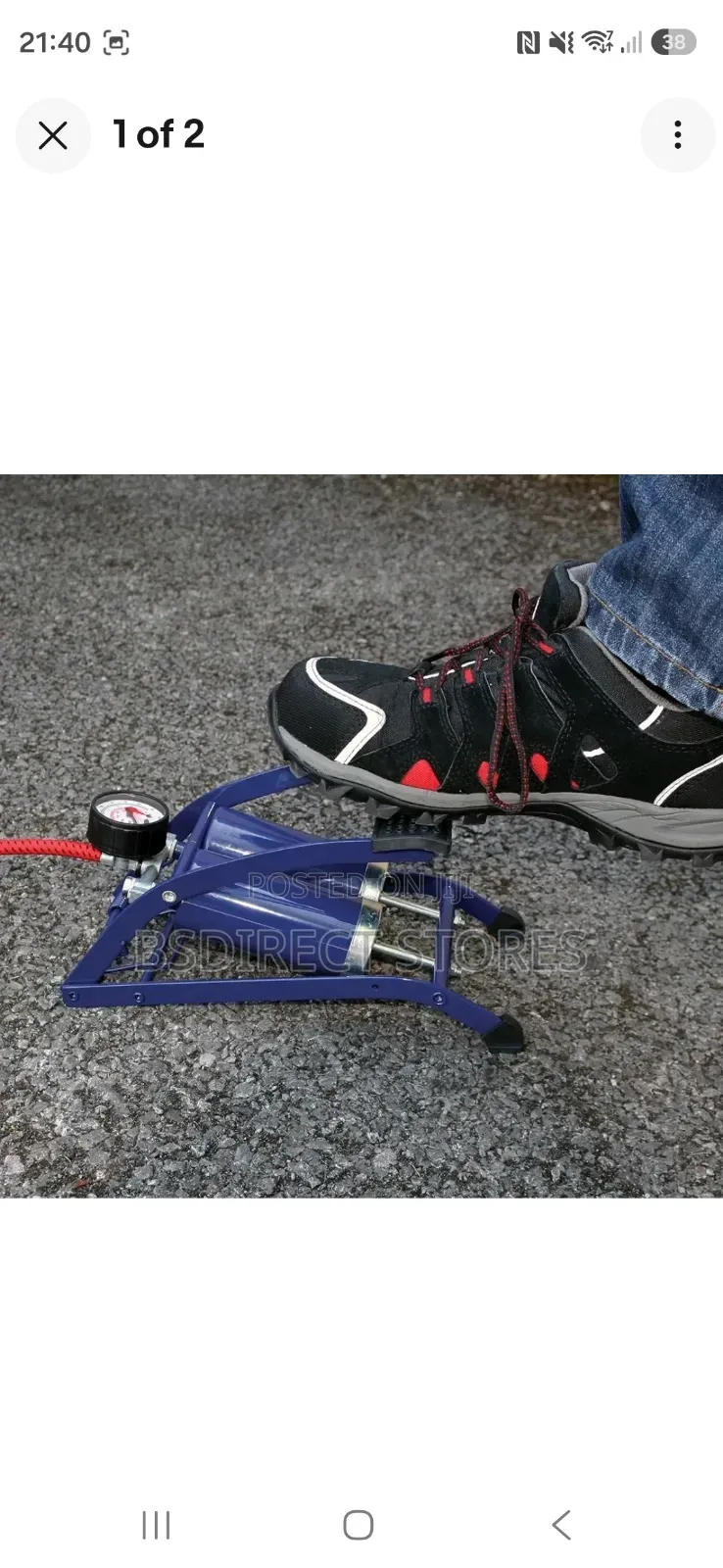 Sakura Double Barrel Cylinder Air Inflator Foot Pump Car, Van, Bicycle