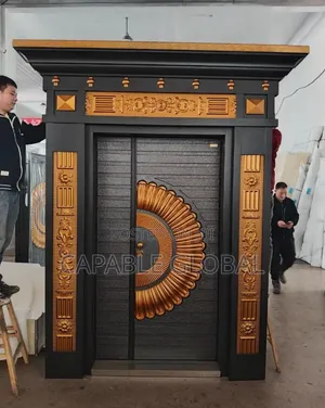 Luxury Black and Gold Decorative Entrance Door