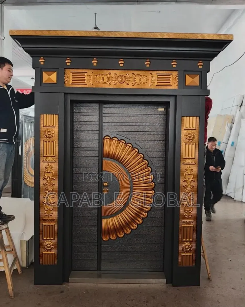 Luxury Black and Gold Decorative Entrance Door