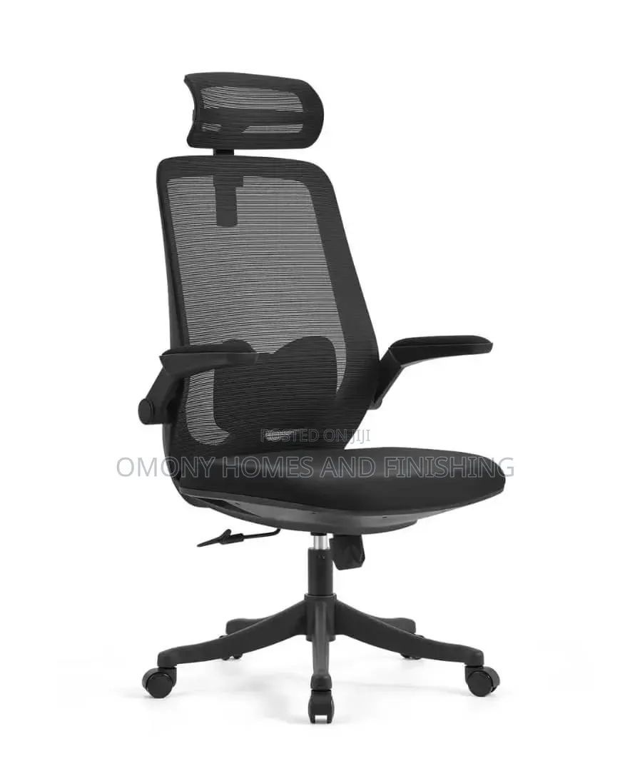 Black Ergonomic Mesh Office Chair With Headrest
