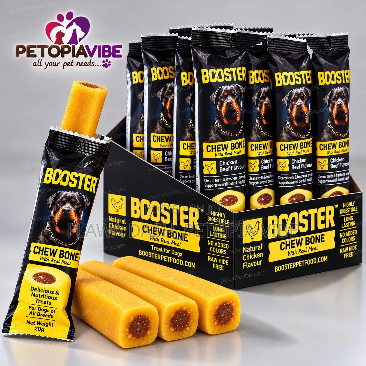 BOOSTER Chew Bone Chicken & Beef Flavour With Real Meat 20g