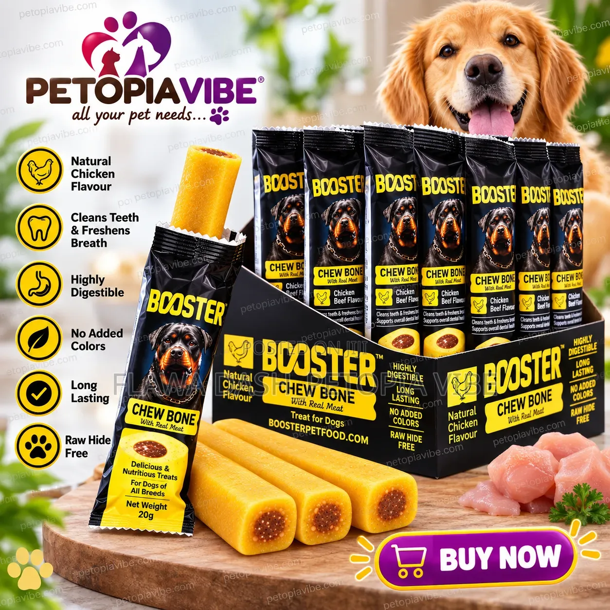 BOOSTER Chew Bone Chicken & Beef Flavour With Real Meat 20g