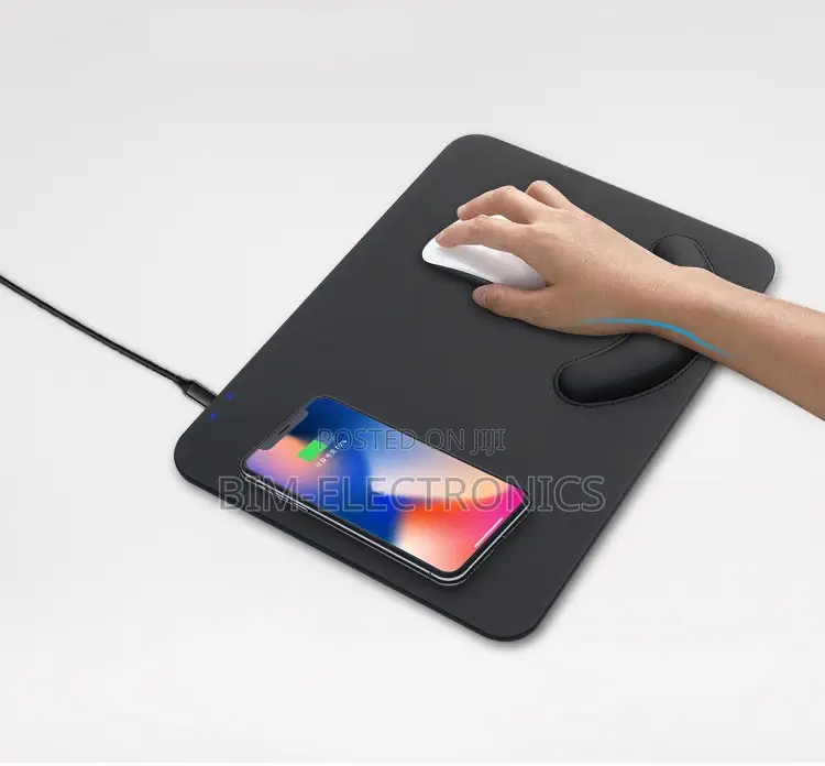 Wireless Charging Mouse Pad Led Light Small Pu Mat-2 in 1.