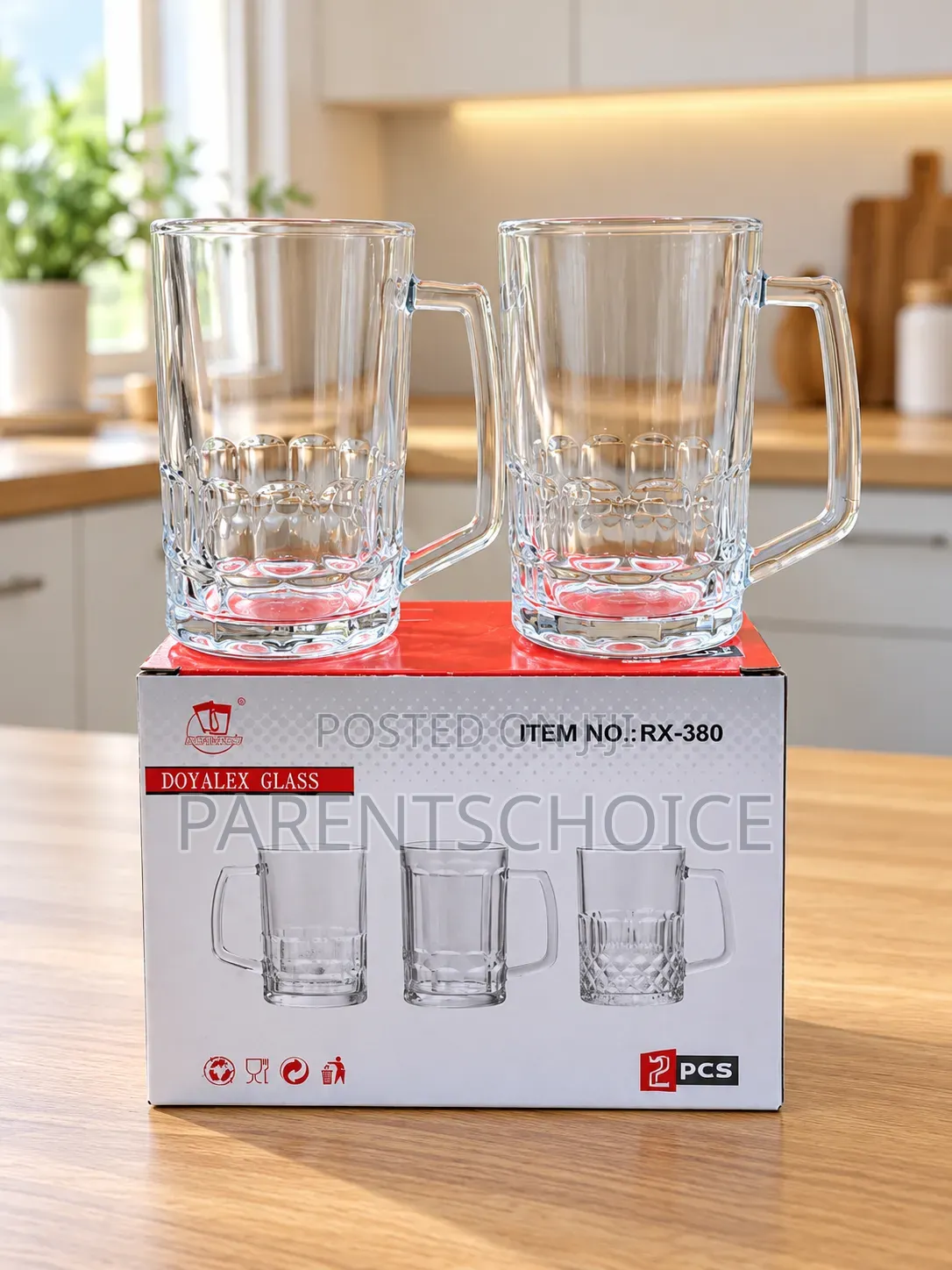 Crystal Glass Beer Mugs – 2-Piece Set