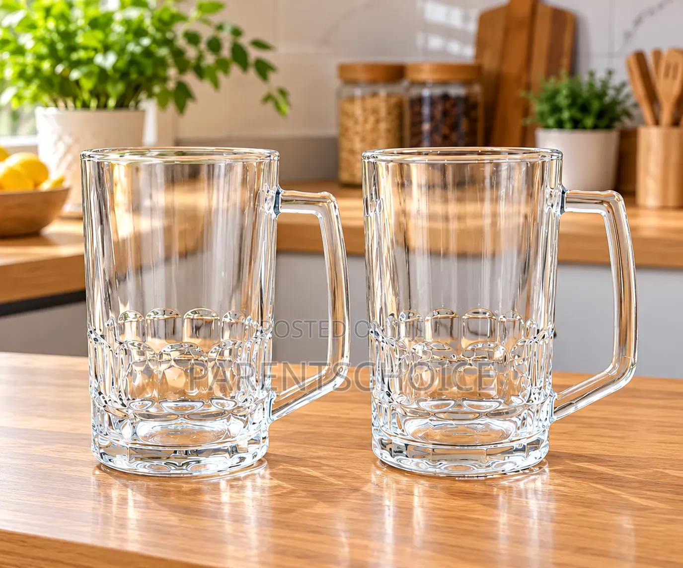 Crystal Glass Beer Mugs – 2-Piece Set
