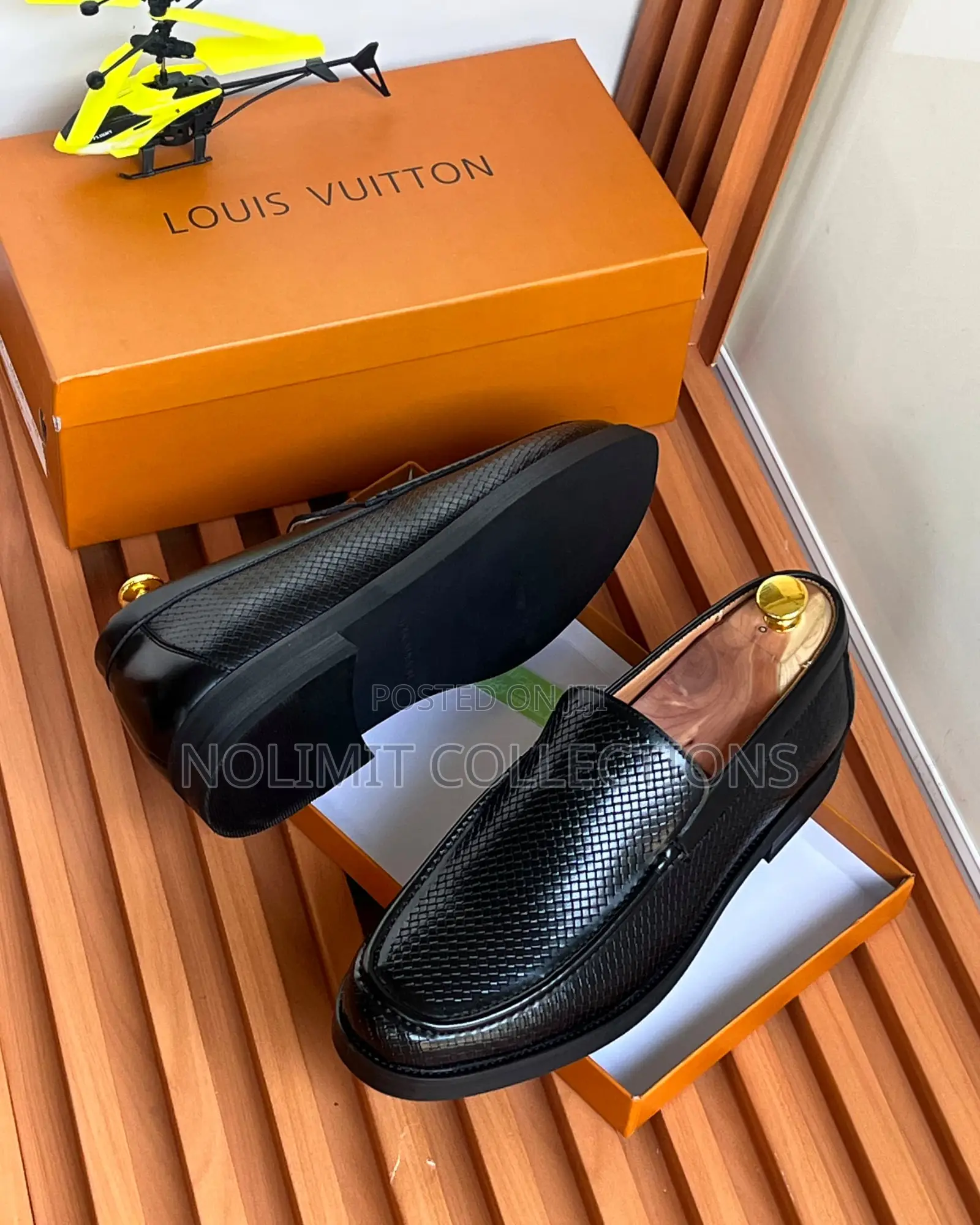 Men's Louis Vuitton Woven Patterned Leather Loafers With Textured Vamp