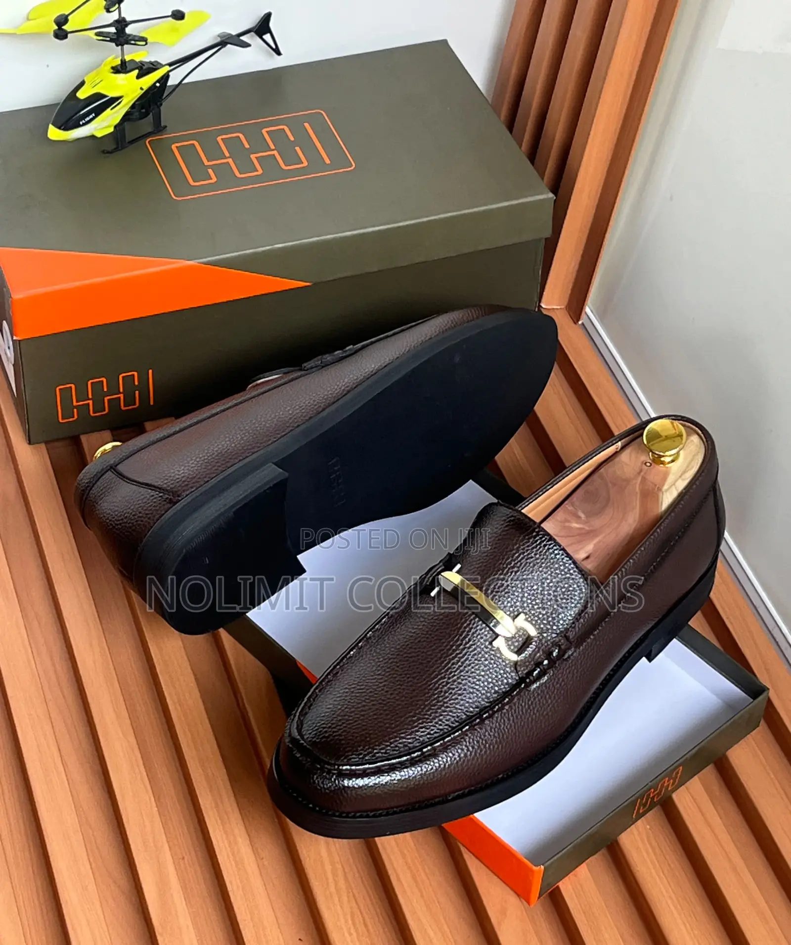 Men's Oggi Leather Loafers in Black and Coffee Colour