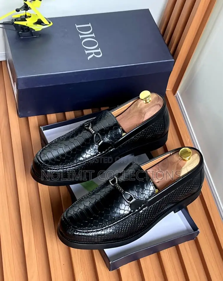 Men's Dior Snake Skin Embossed Leather Loafers