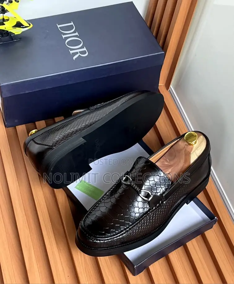 Men's Dior Snake Skin Embossed Leather Loafers
