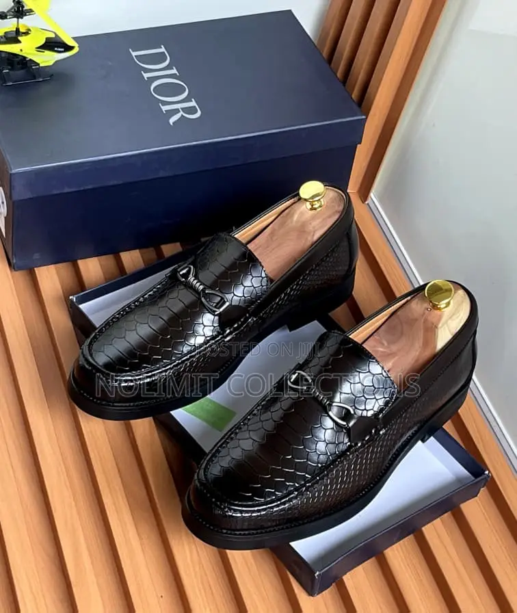 Men's Dior Snake Skin Embossed Leather Loafers