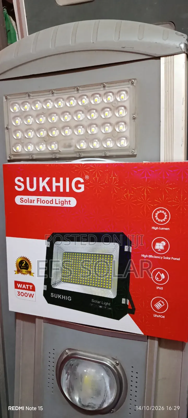 SukHig 500W Solar Floodlight – Outdoor Security Light