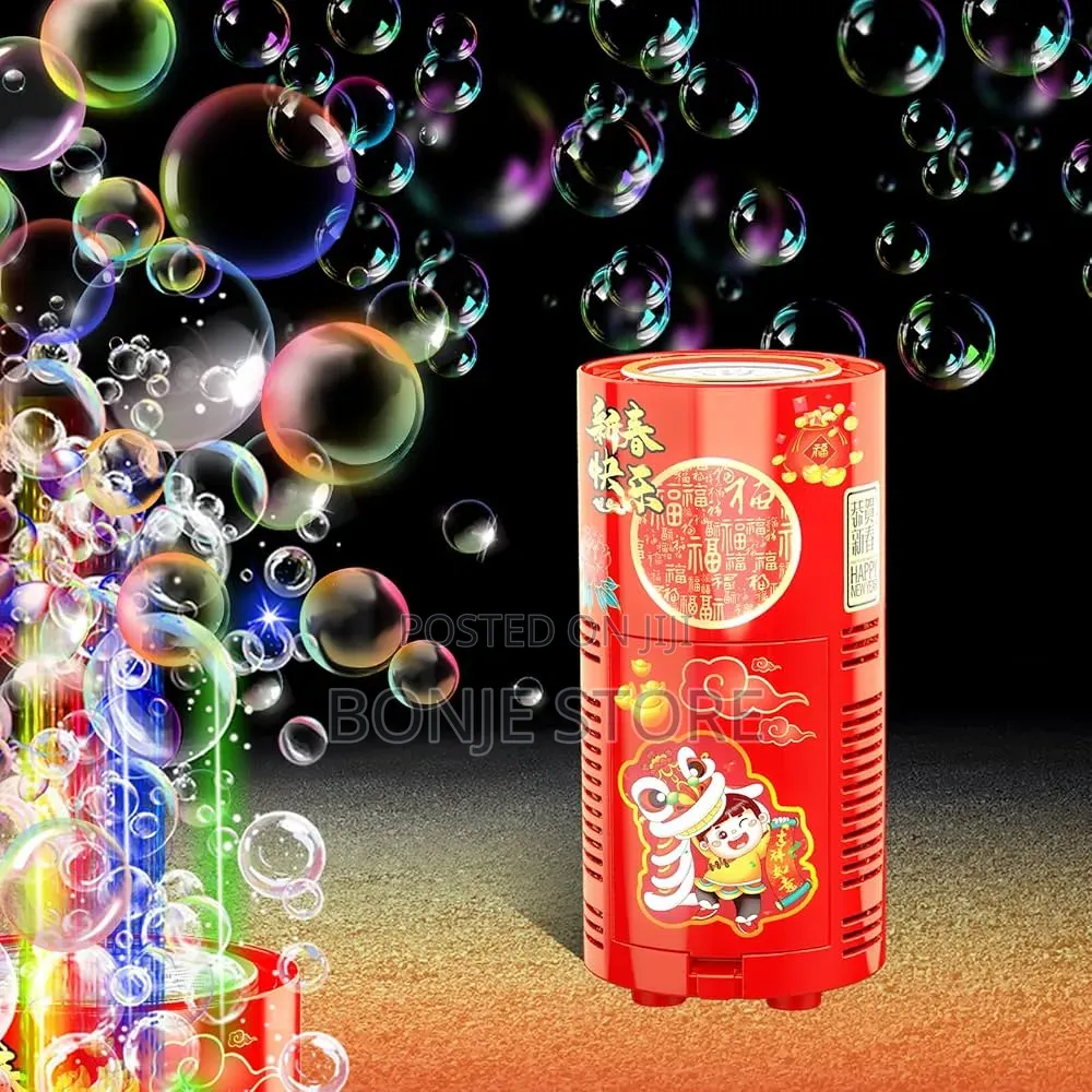 Firework Bubble Machine With 80ml Bubble Solution 13 Holes With Light