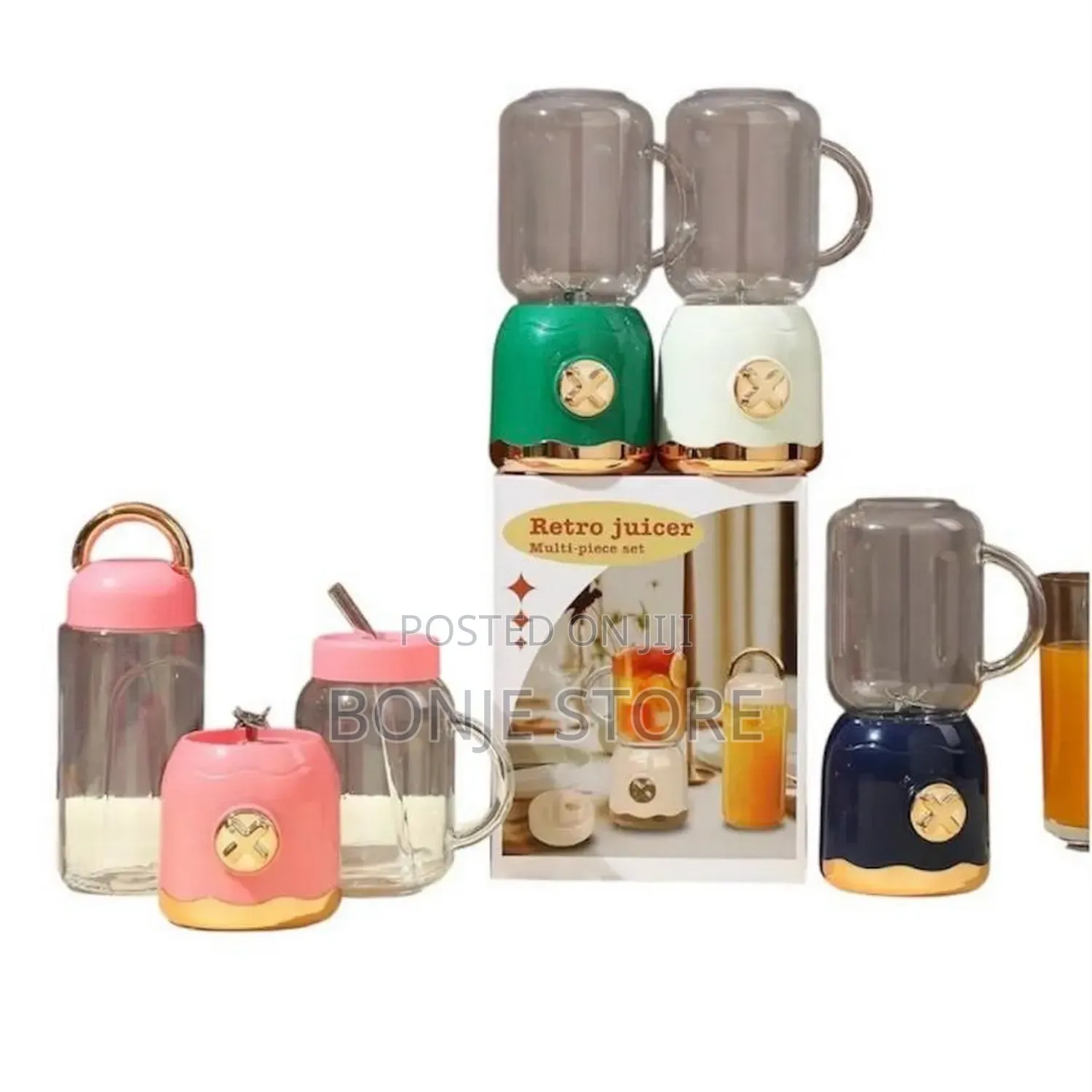 Retro Juicer Multi-Piece Set – Portable Electric Blender With Jar Cup
