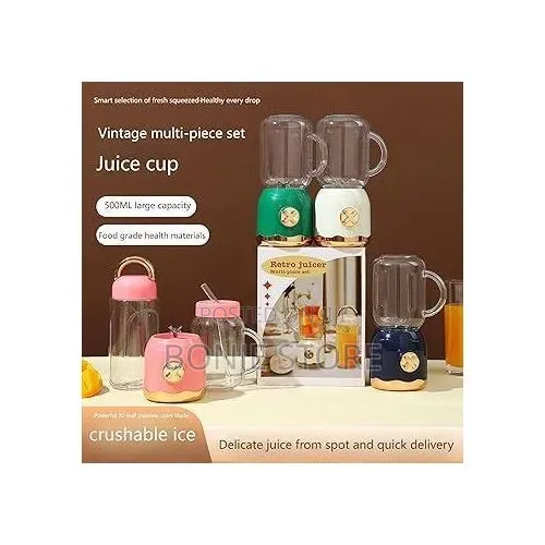 Retro Juicer Multi-Piece Set – Portable Electric Blender With Jar Cup
