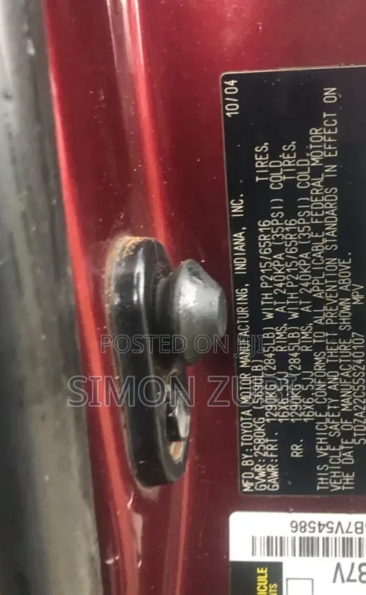 Toyota Sienna XLE 2005 Red