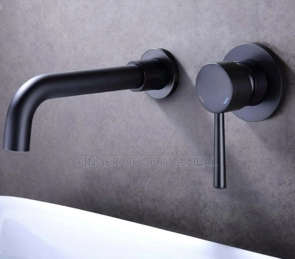 Matte Black Wall-Mounted Bathroom Basin Faucet
