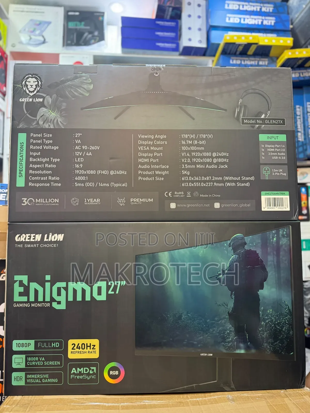 Green Lion Enigma 27 Inch Curved Gaming Monitor 240Hz, 1800R FHD