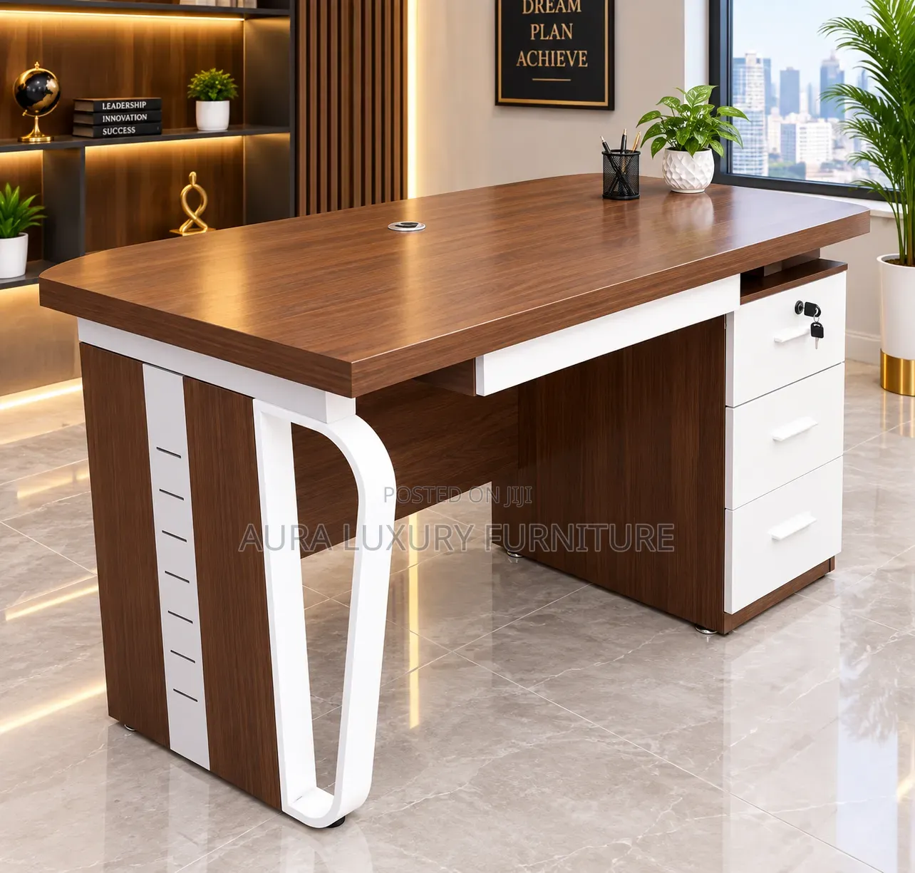 Modern Executive Office Desk With Drawers