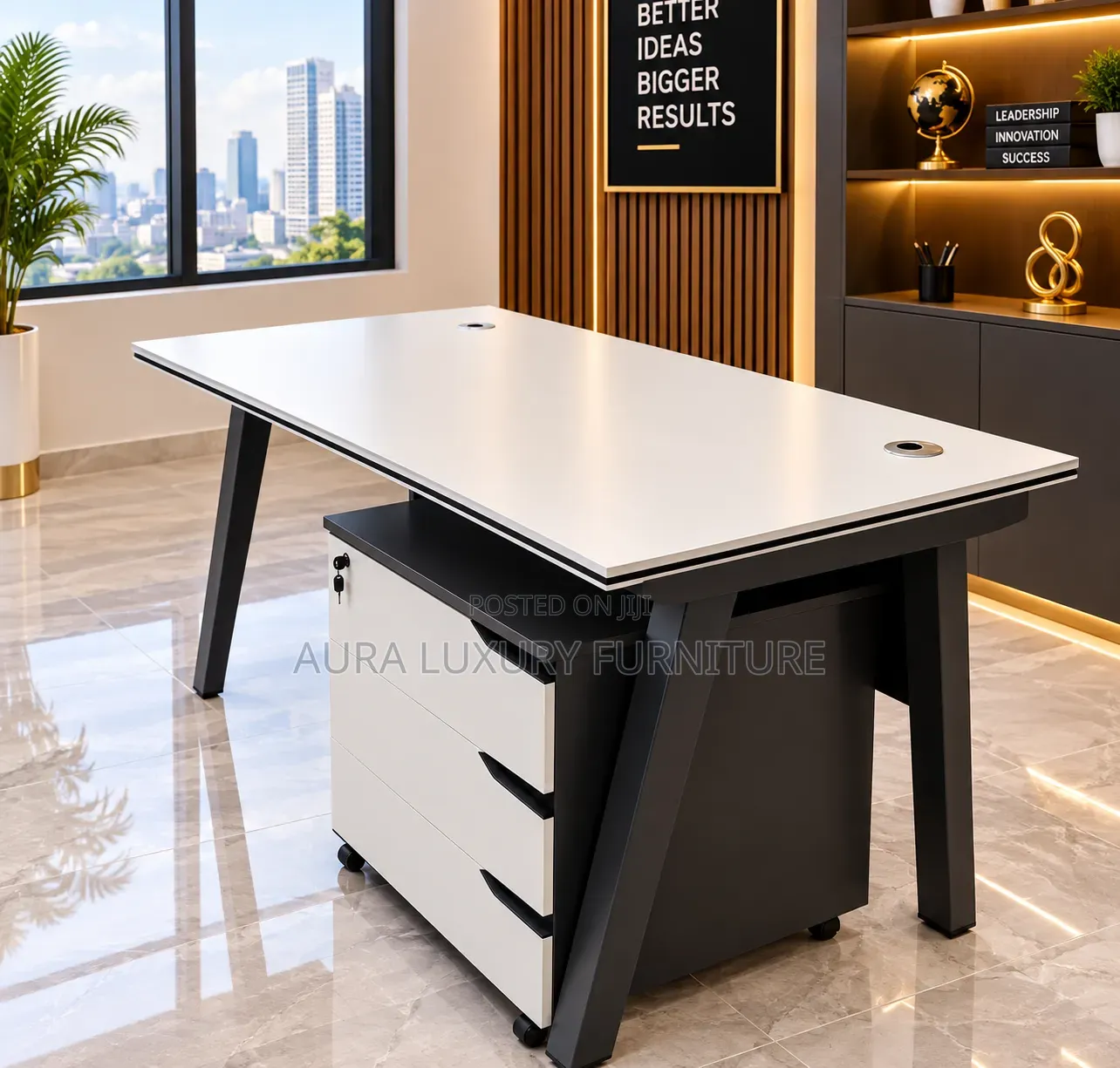 Modern Executive Office Desk With Drawers