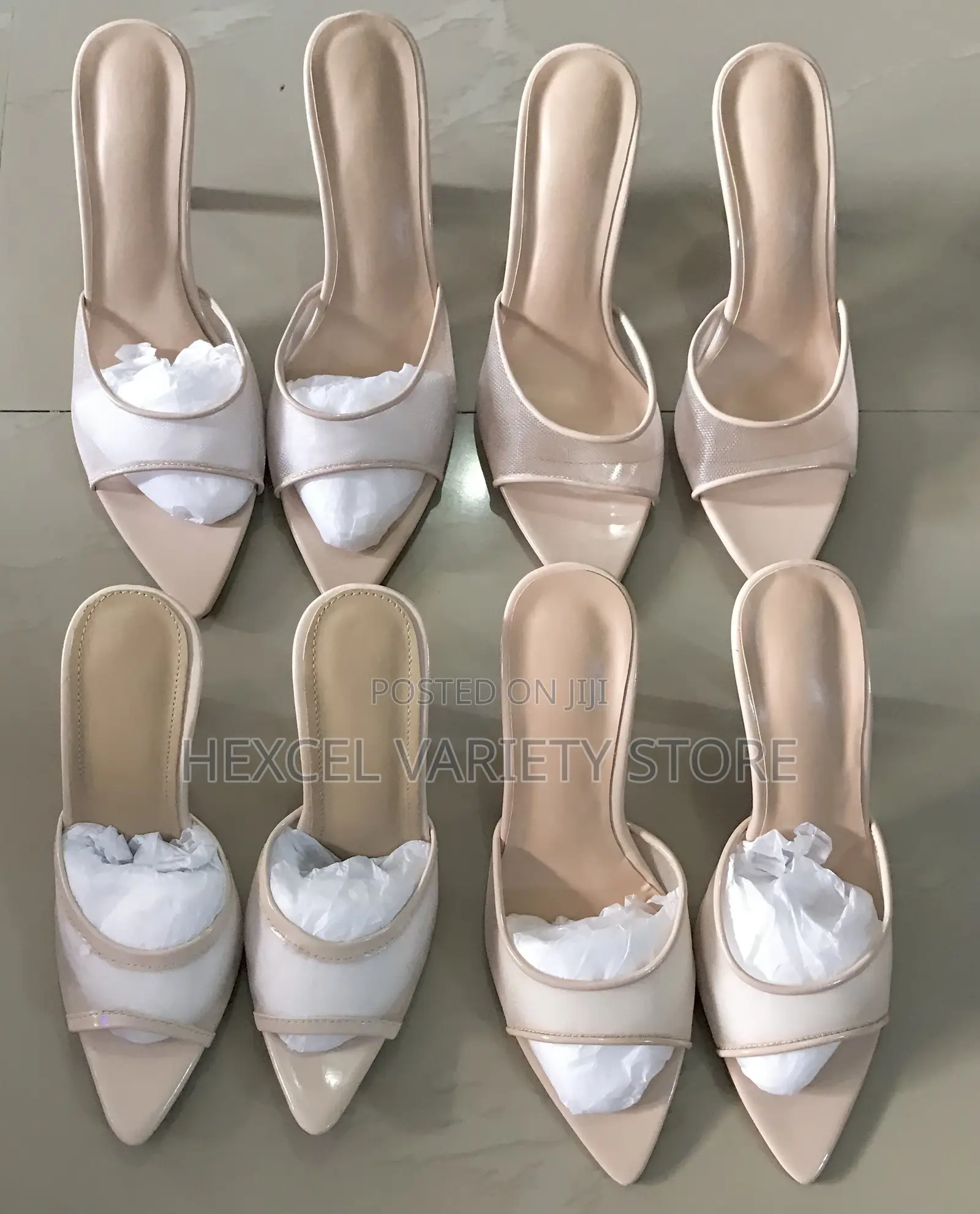 Ladies Nude Pointed-Toe Heels – Elegant Slip-on Mules