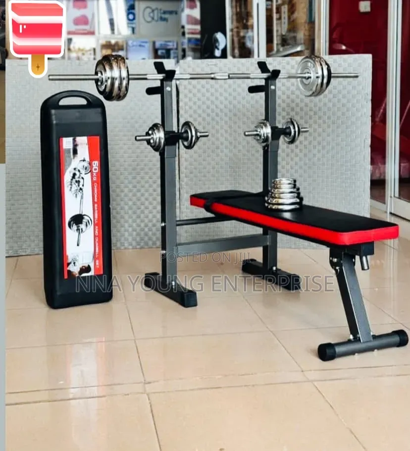 Weight Lifting Bench and 50kg Box Dumbbell Set