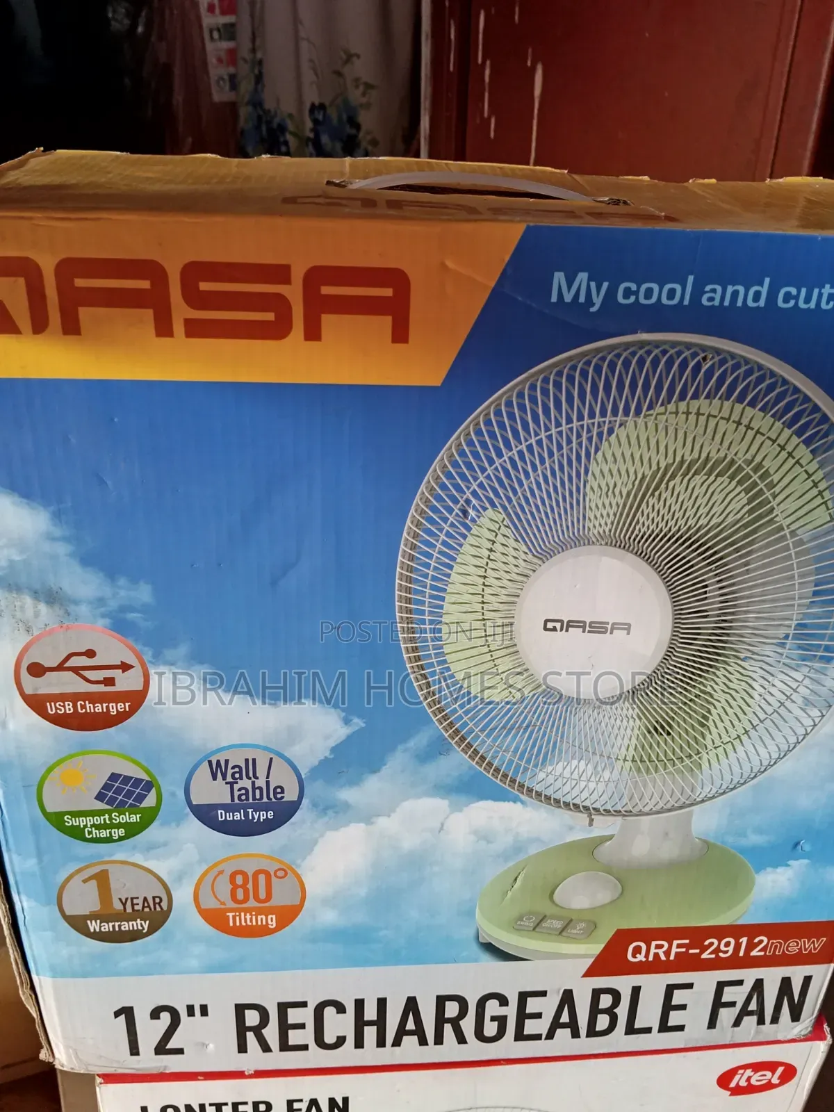 Qasa 12 Inches Rechargeable Fan