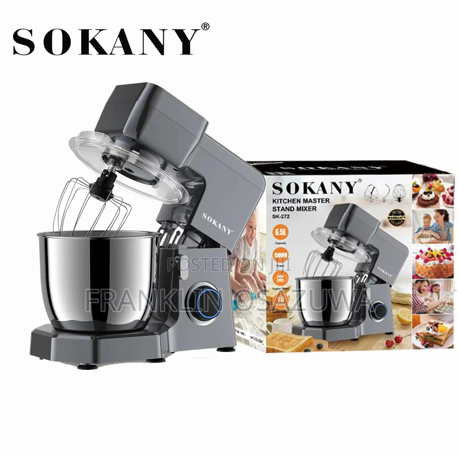 6.5L SOKANY SK-272 Stand Mixer 10 Speeds, Stainless Steel Bowl