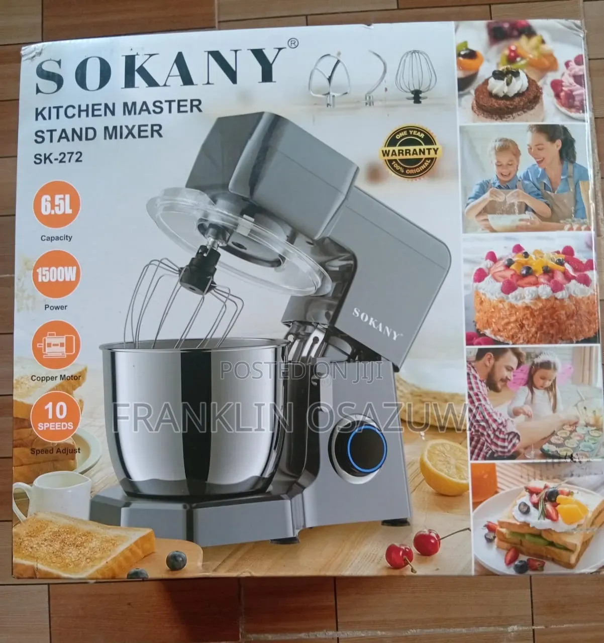 6.5L SOKANY SK-272 Stand Mixer 10 Speeds, Stainless Steel Bowl