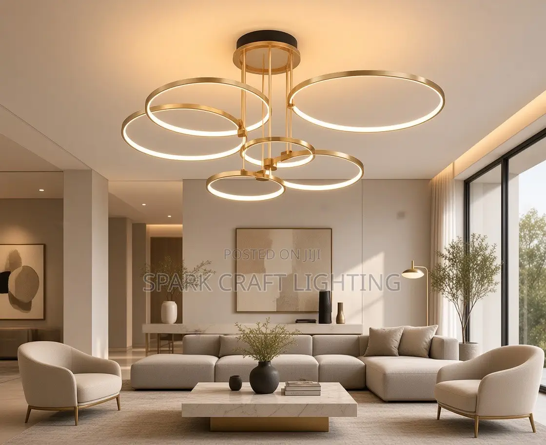 Luxury Gold LED Ring Ceiling Light by 5 Ring
