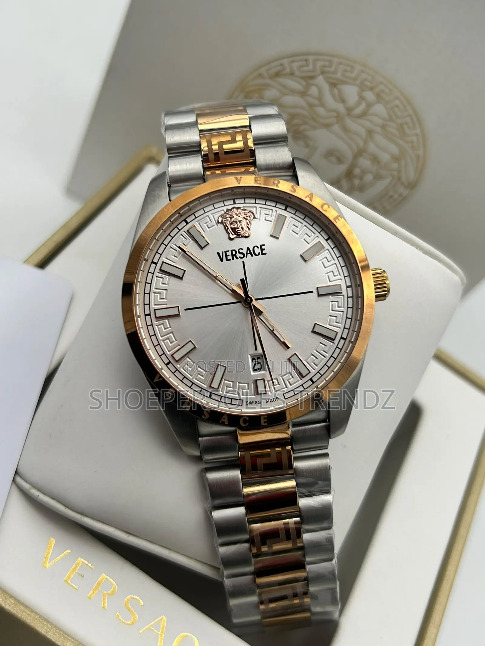 Versace Round-Dial Chain Watch | Bold Luxury & Elegance