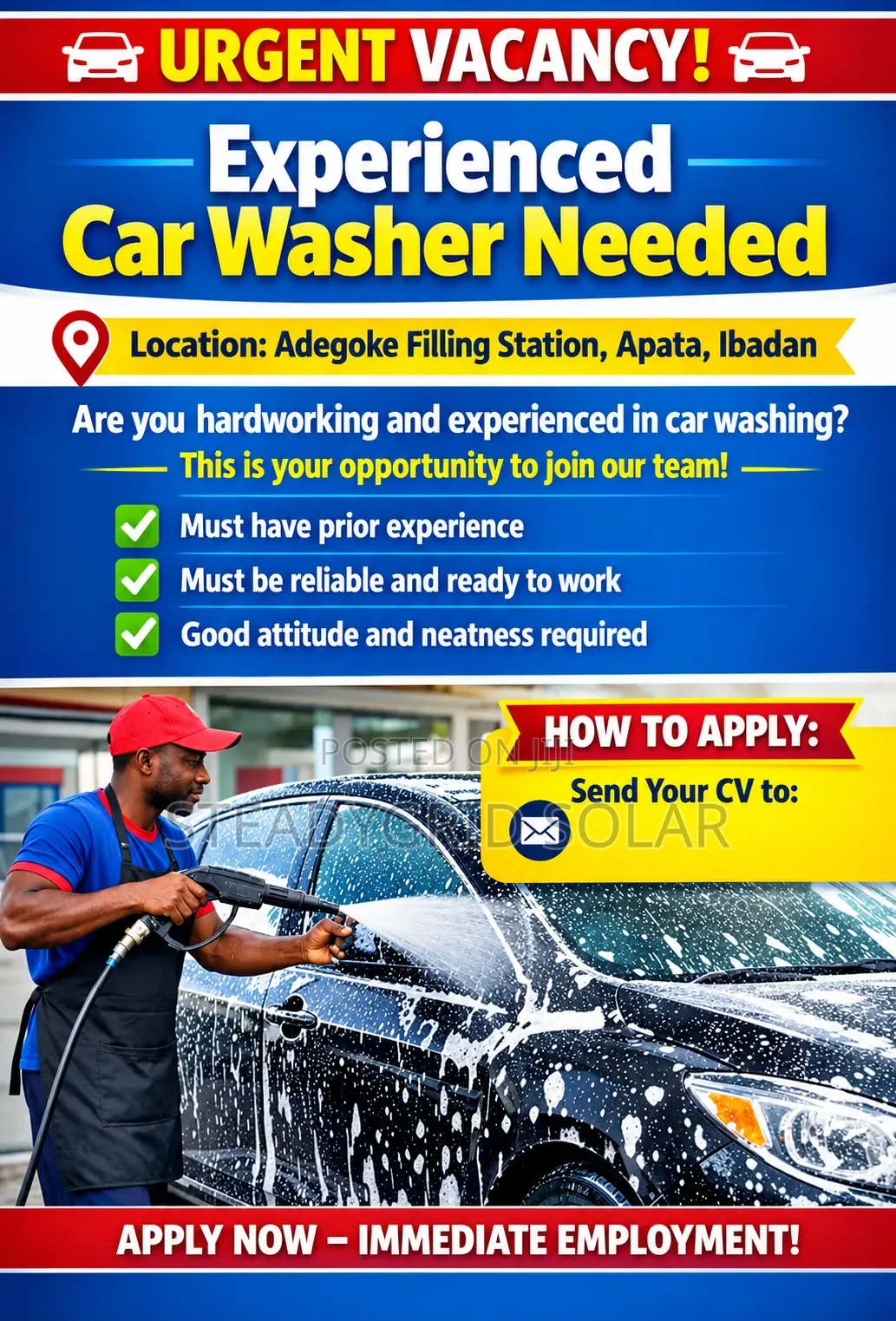 Experienced Car Washer Needed With Accommodation