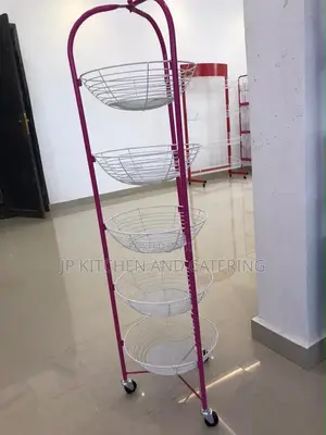 5-Tier Wire Basket Display Rack With Wheels