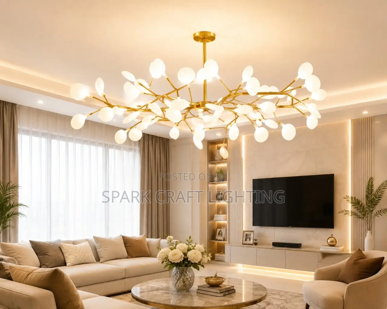 Luxury Golden Branch LED Chandelier