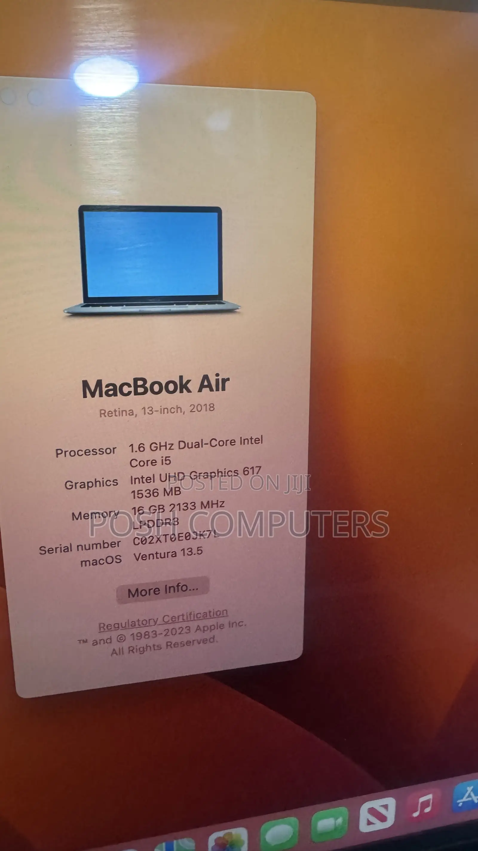 Laptop Apple MacBook Air 2018 16GB Intel Core i5 SSD 256GB