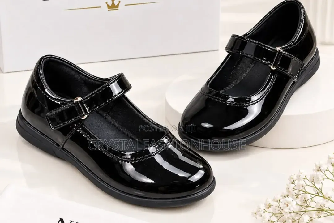 Girls Multi-Purpose Flat Black Shoe. Sizes 25 to 36